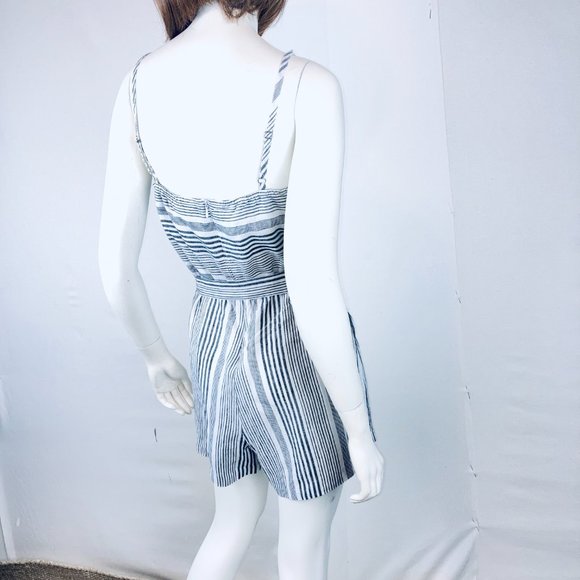 Cynthia Rowley Linen Striped Romper Size 6 - Picture 6 of 9